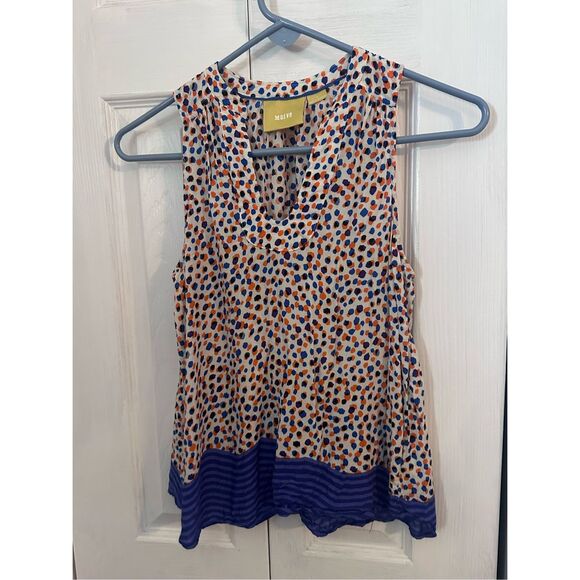 Maeve Anthropologie Women's Polka Dot Sleeveless Blouse  Multicolor Size 0 - Picture 8 of 8